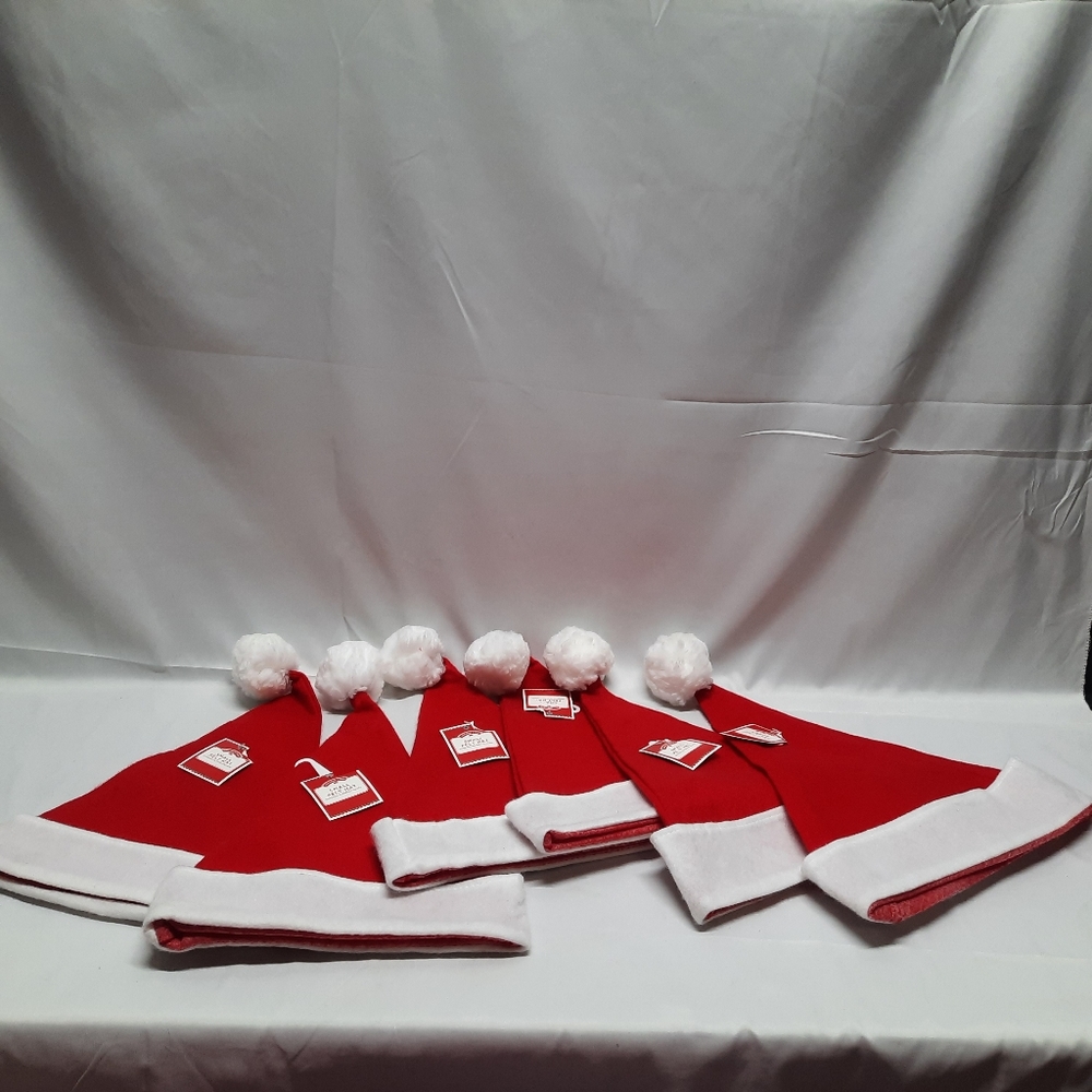 Set of 6 Santa Hats NWT